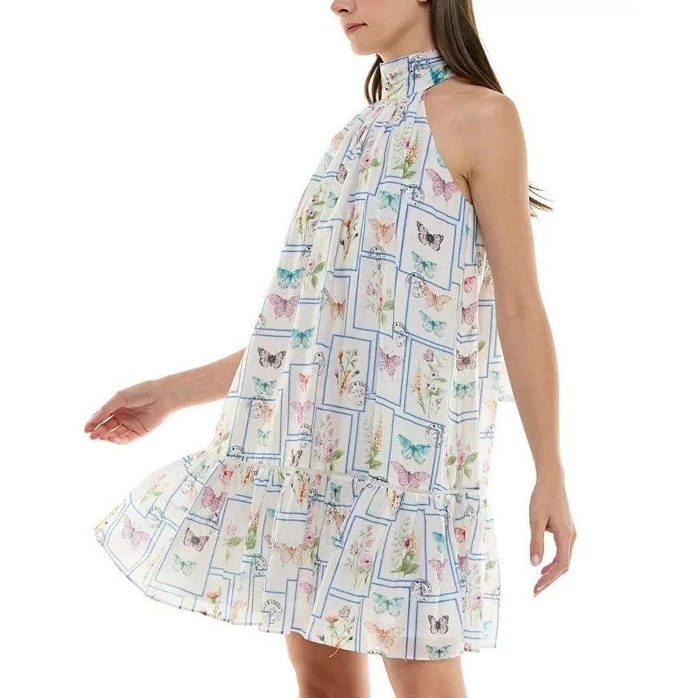Taylor Butterfly Print Halter Dress Women 10 Knee Length Garden Party Summer NWT